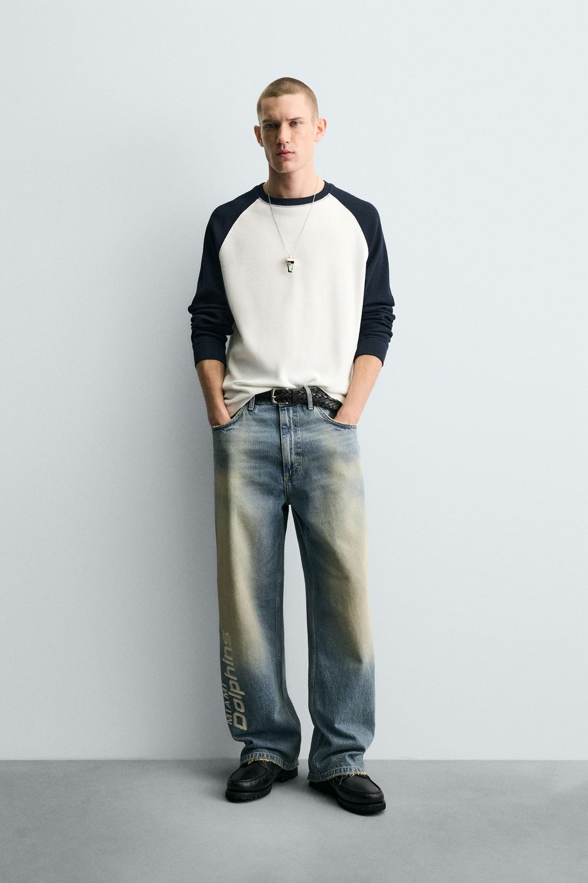 RELAXED FIT EMBROIDERED NFL MIAMI DOLPHINS JEANS - Image 1