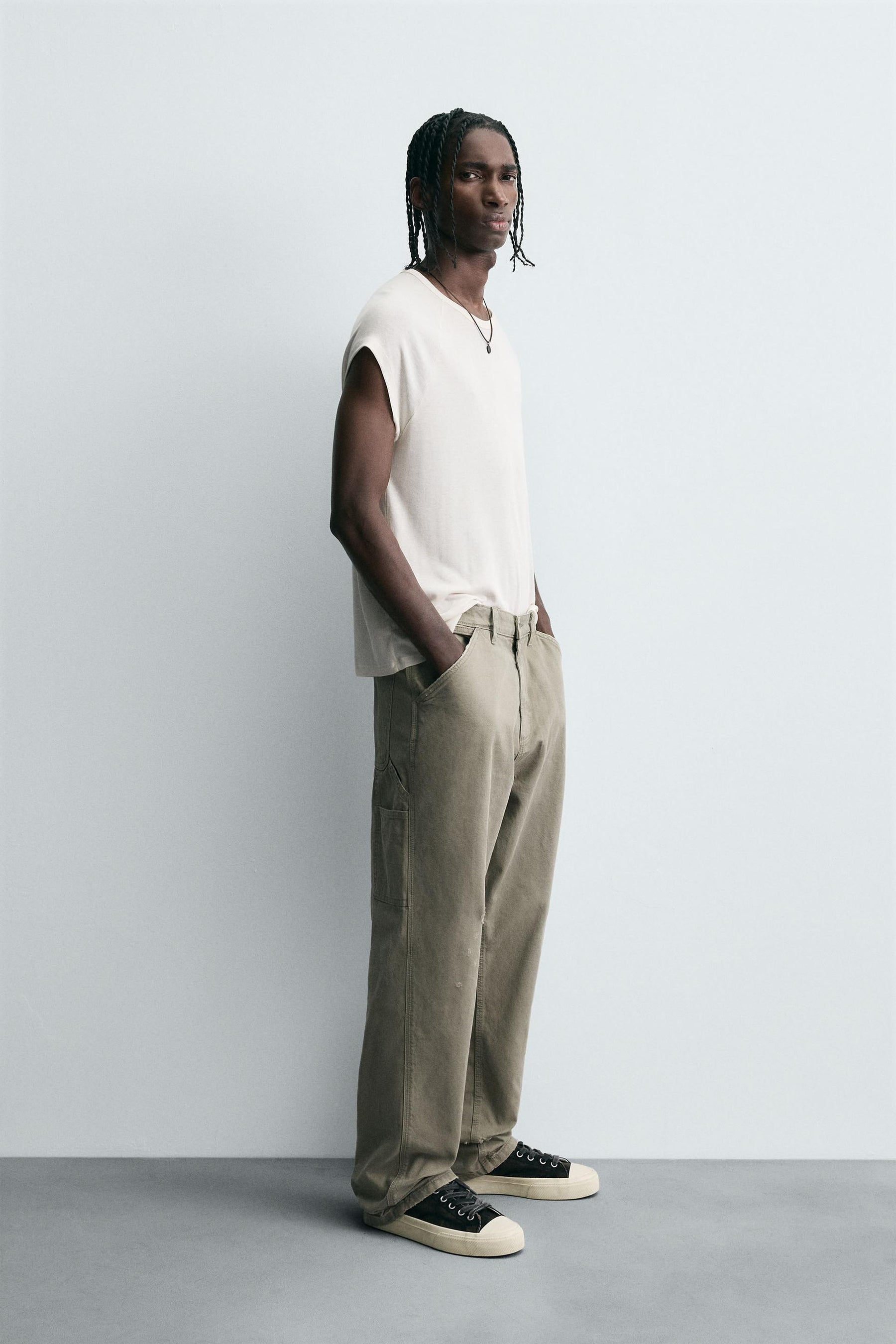 WASHED EFFECT CARPENTER TROUSERS - Image 4