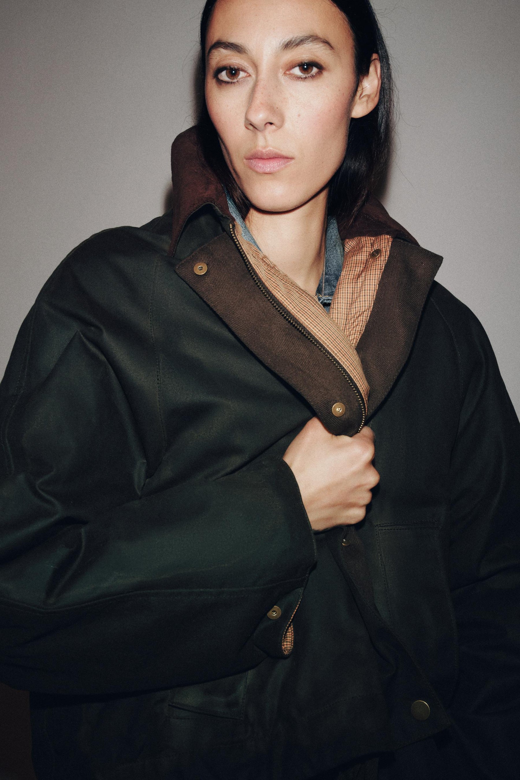 WAXED CONTRAST COLLAR JACKET