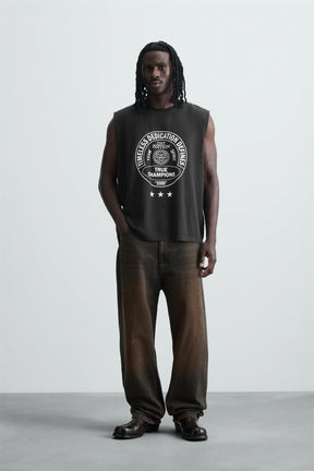 WASHED PRINTED TANK TOP - Image 1