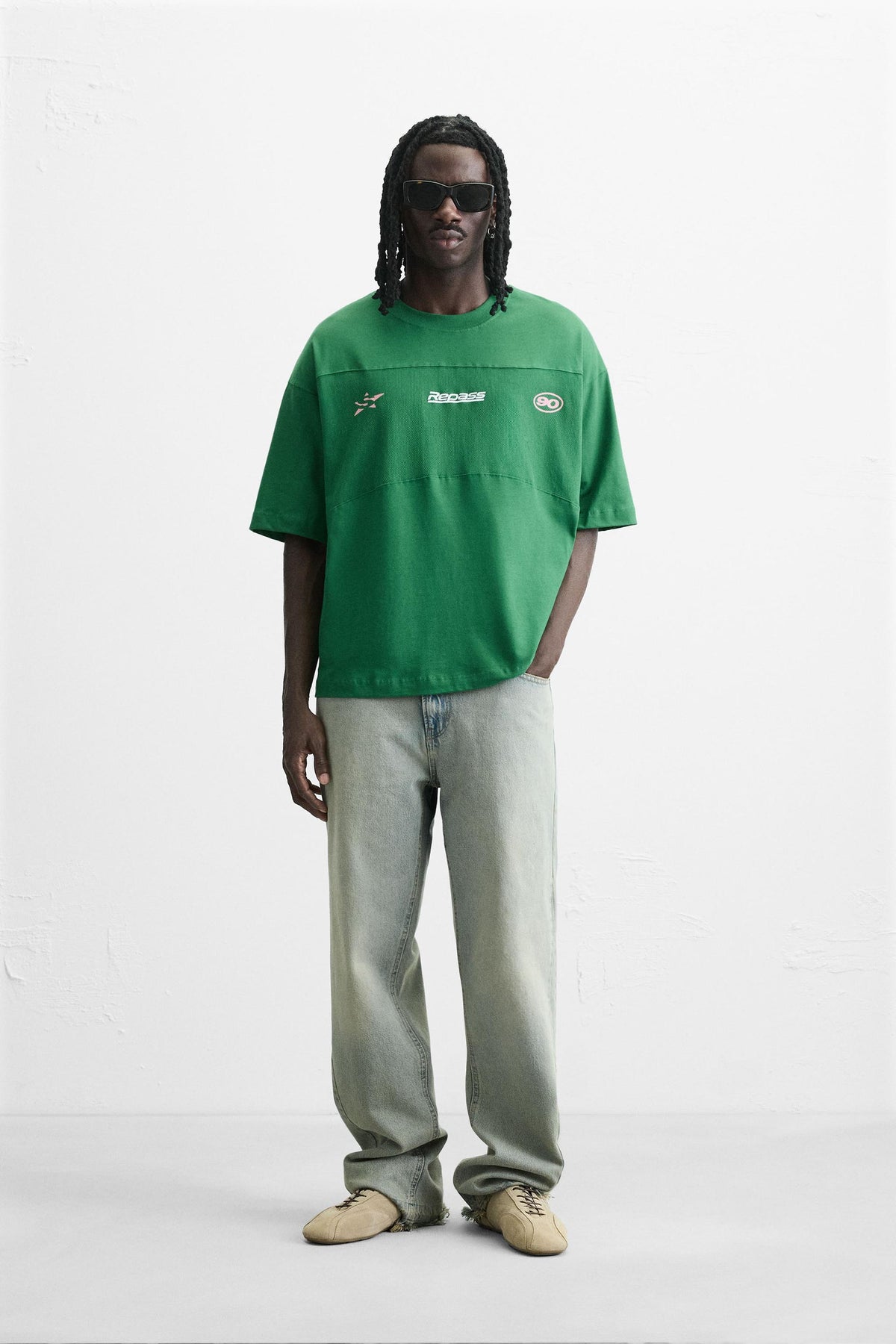 T-SHIRT WITH MESH STRIPE - Image 1