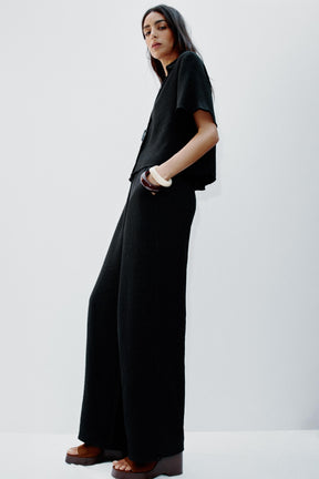 Elastic-Waist Wide-Leg Trousers