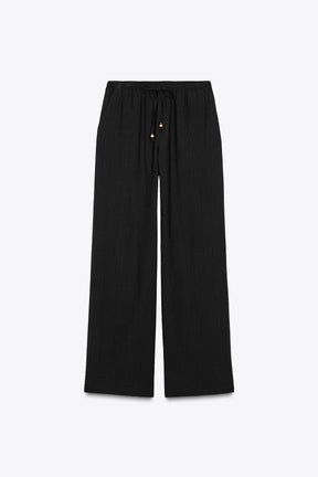 Elastic-Waist Wide-Leg Trousers