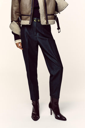 High-Waist Belted Trousers