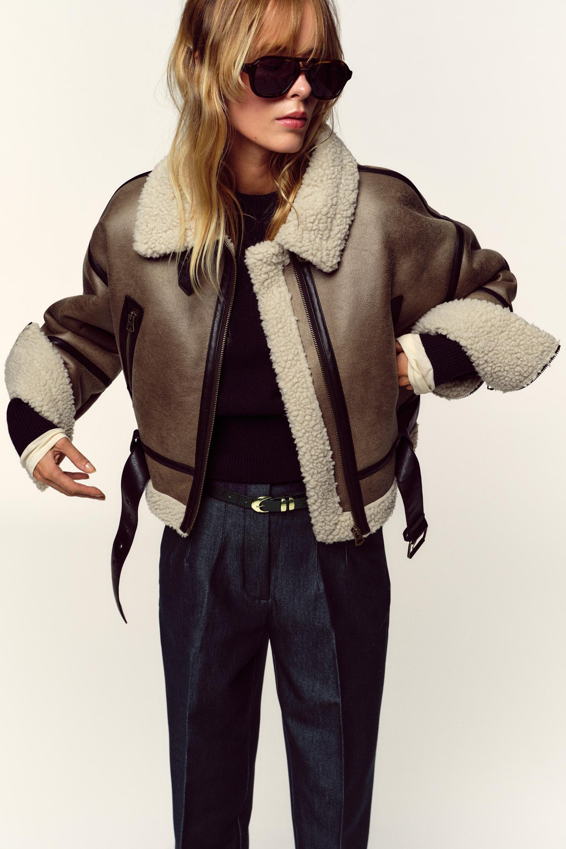 High-Waist Belted Trousers