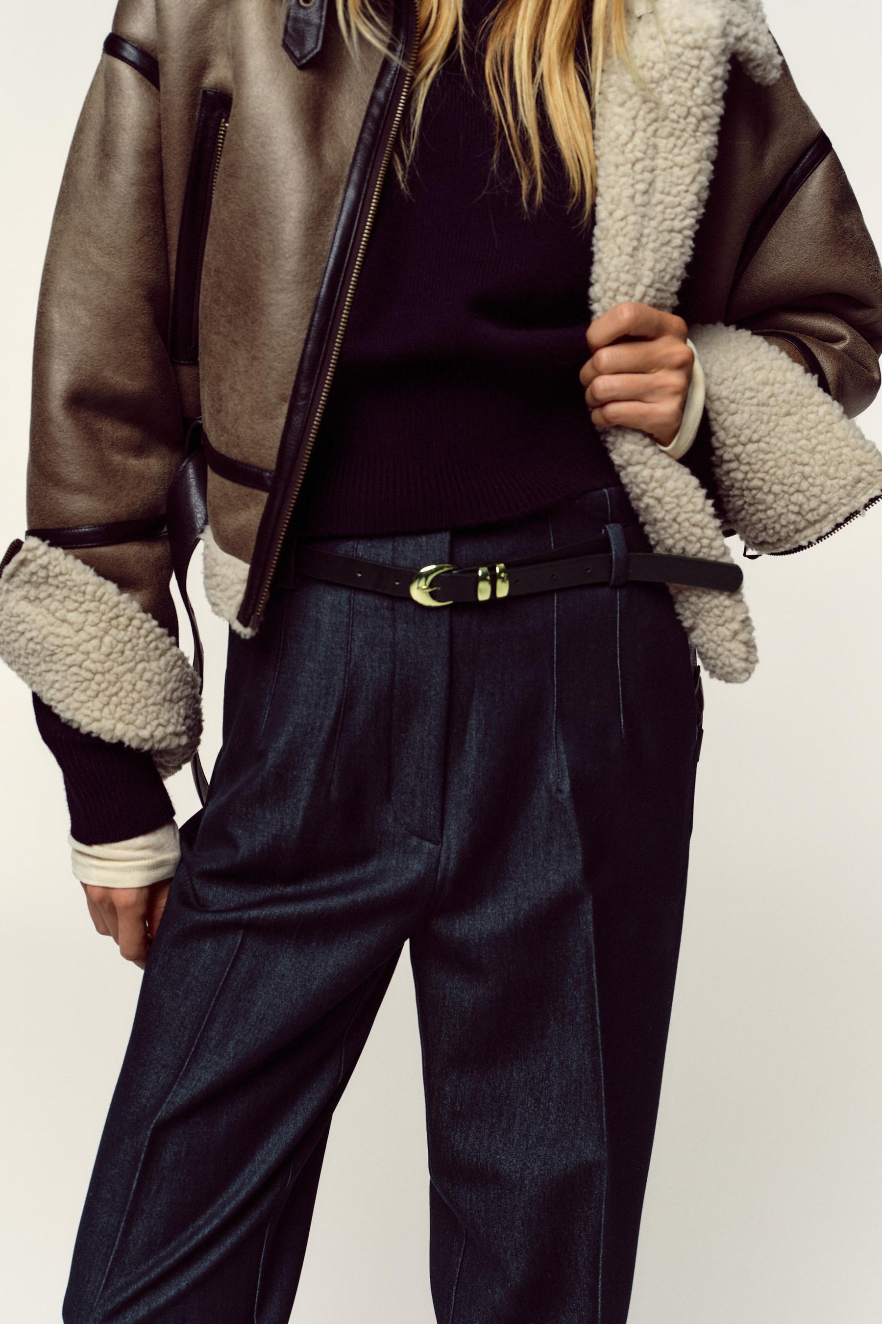 High-Waist Belted Trousers