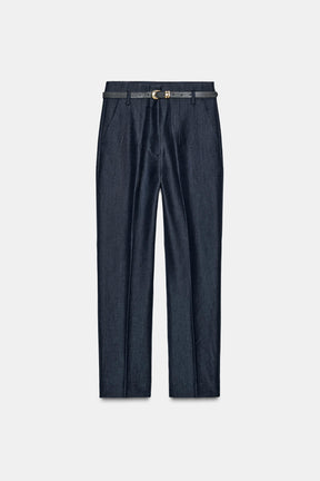 High-Waist Belted Trousers