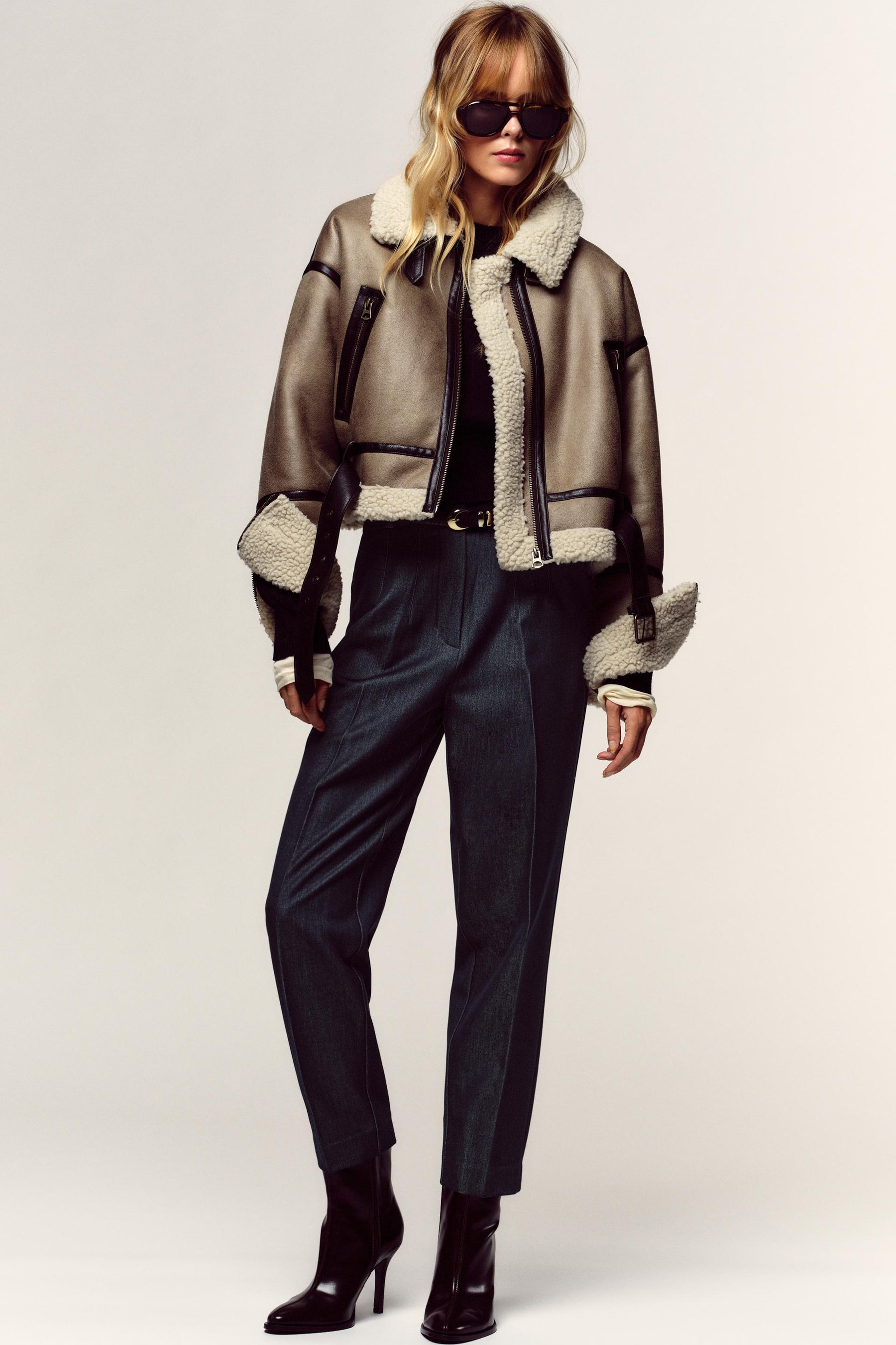 High-Waist Belted Trousers