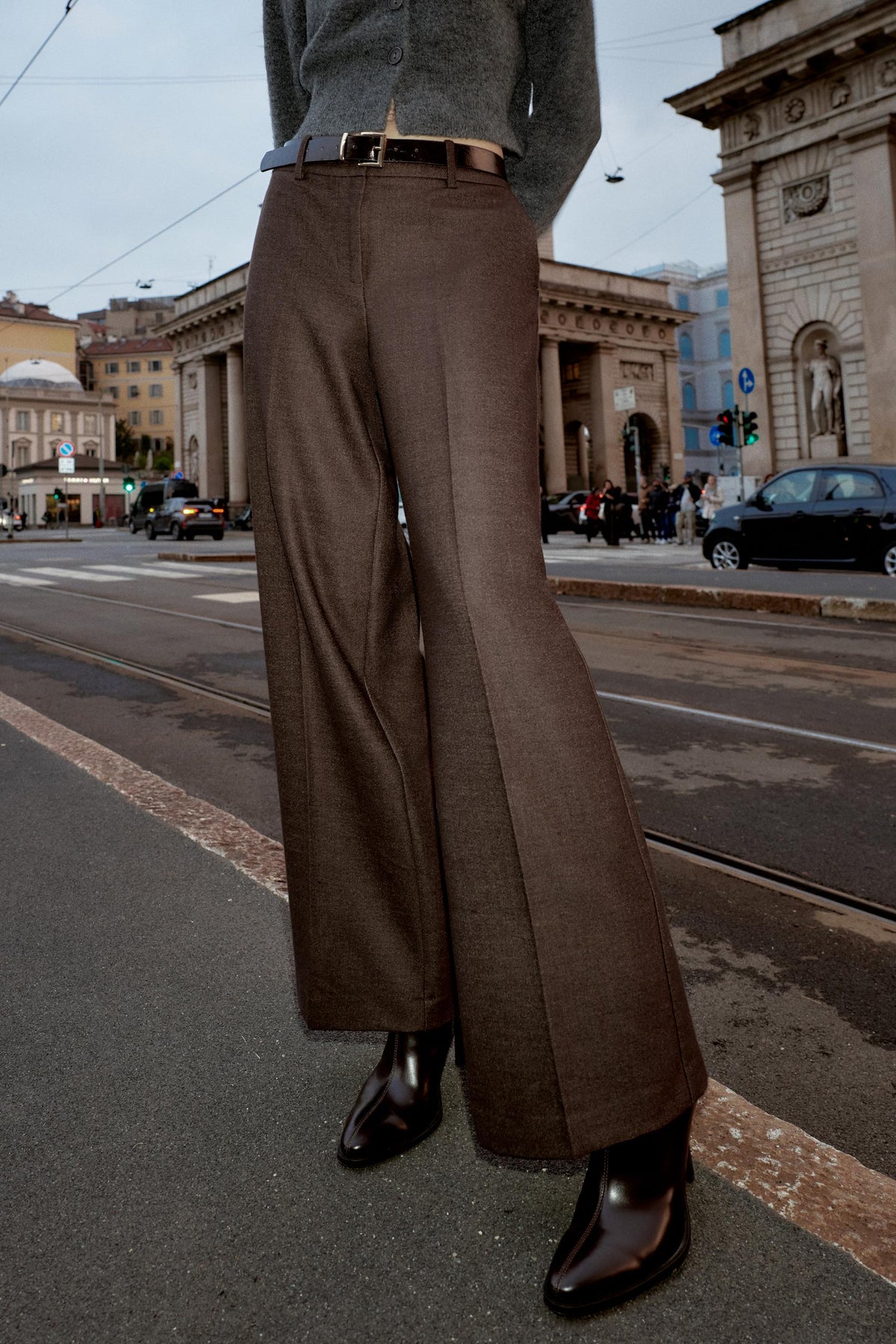 Straight Trousers with Belt