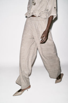 FLECKED WIDE-LEG TROUSERS