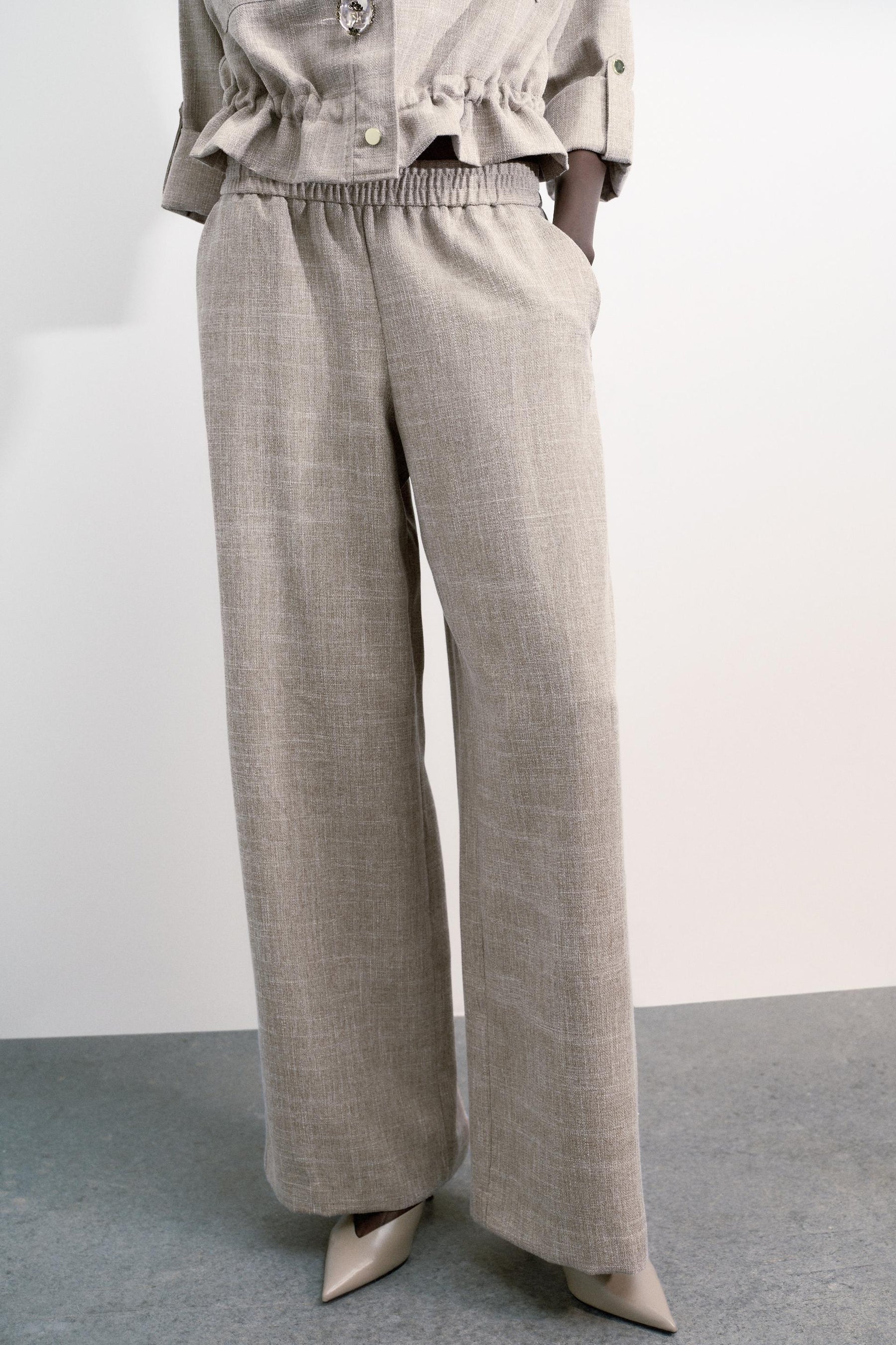 FLECKED WIDE-LEG TROUSERS