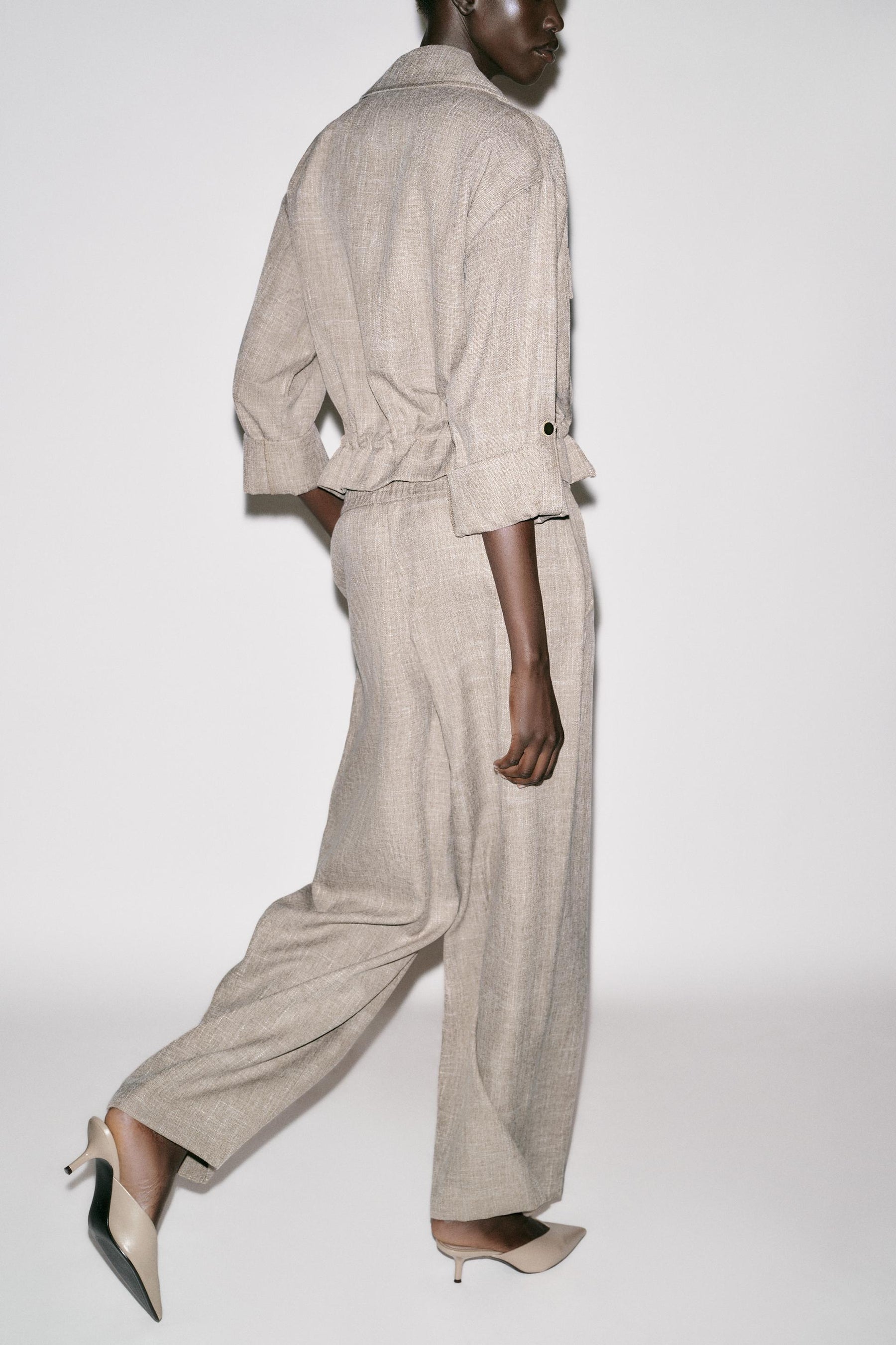 FLECKED WIDE-LEG TROUSERS