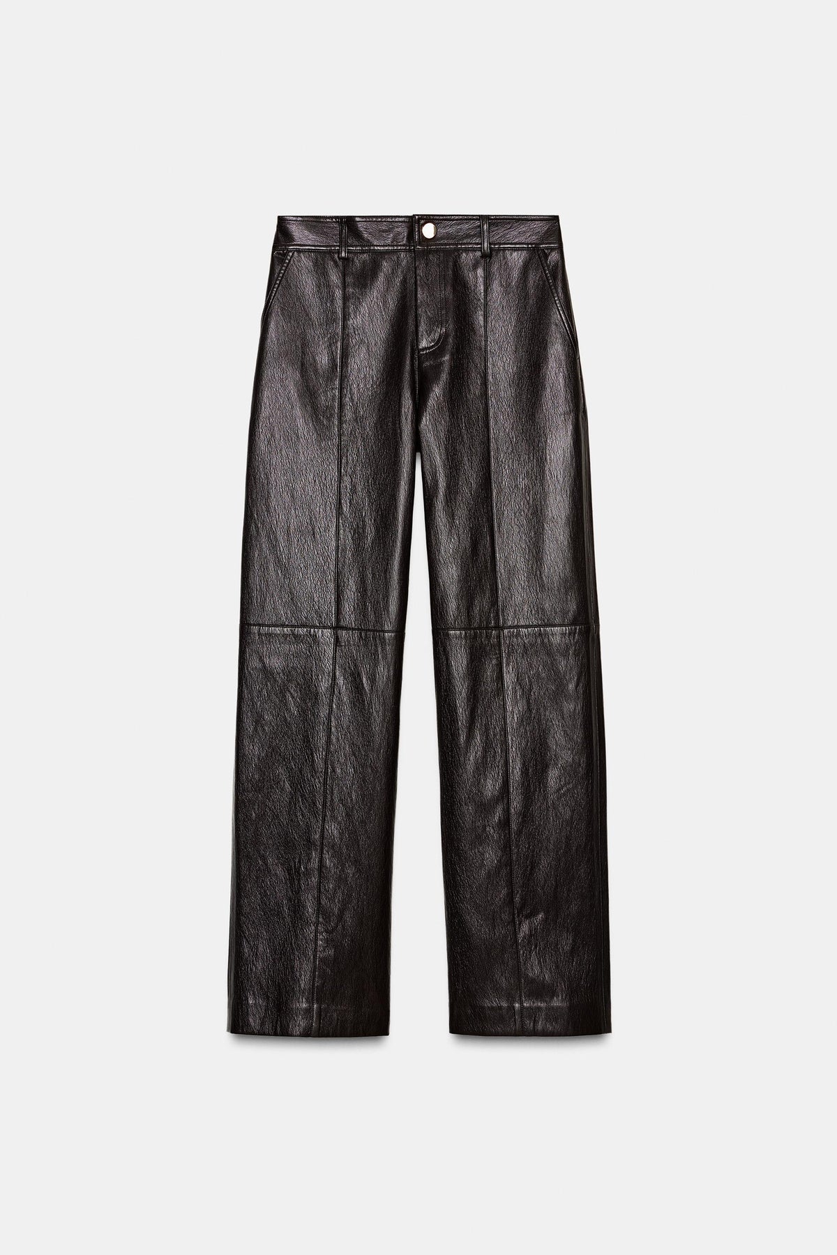 FAUX LEATHER STRAIGHT TROUSERS