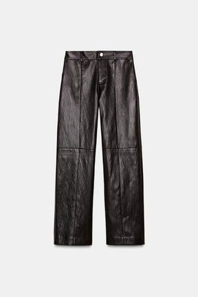 FAUX LEATHER STRAIGHT TROUSERS