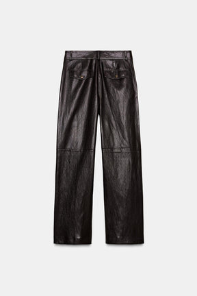 FAUX LEATHER STRAIGHT TROUSERS