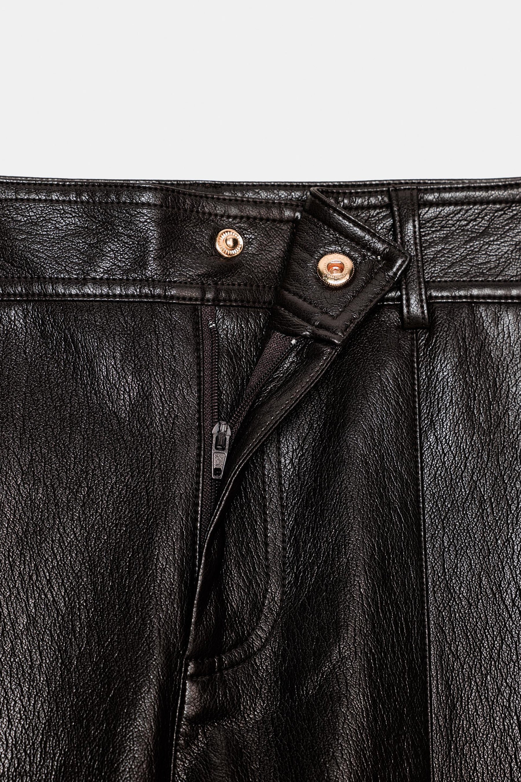 FAUX LEATHER STRAIGHT TROUSERS