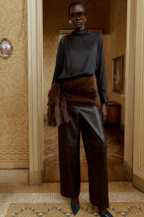 FAUX LEATHER STRAIGHT TROUSERS