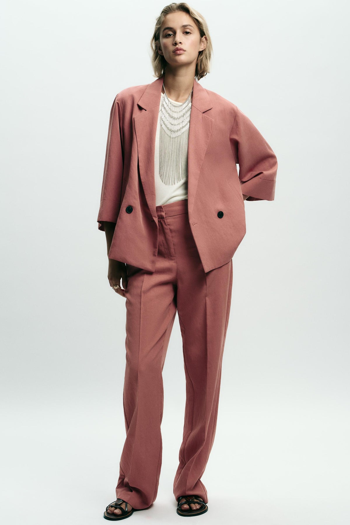 Straight-leg Trousers with Waistband