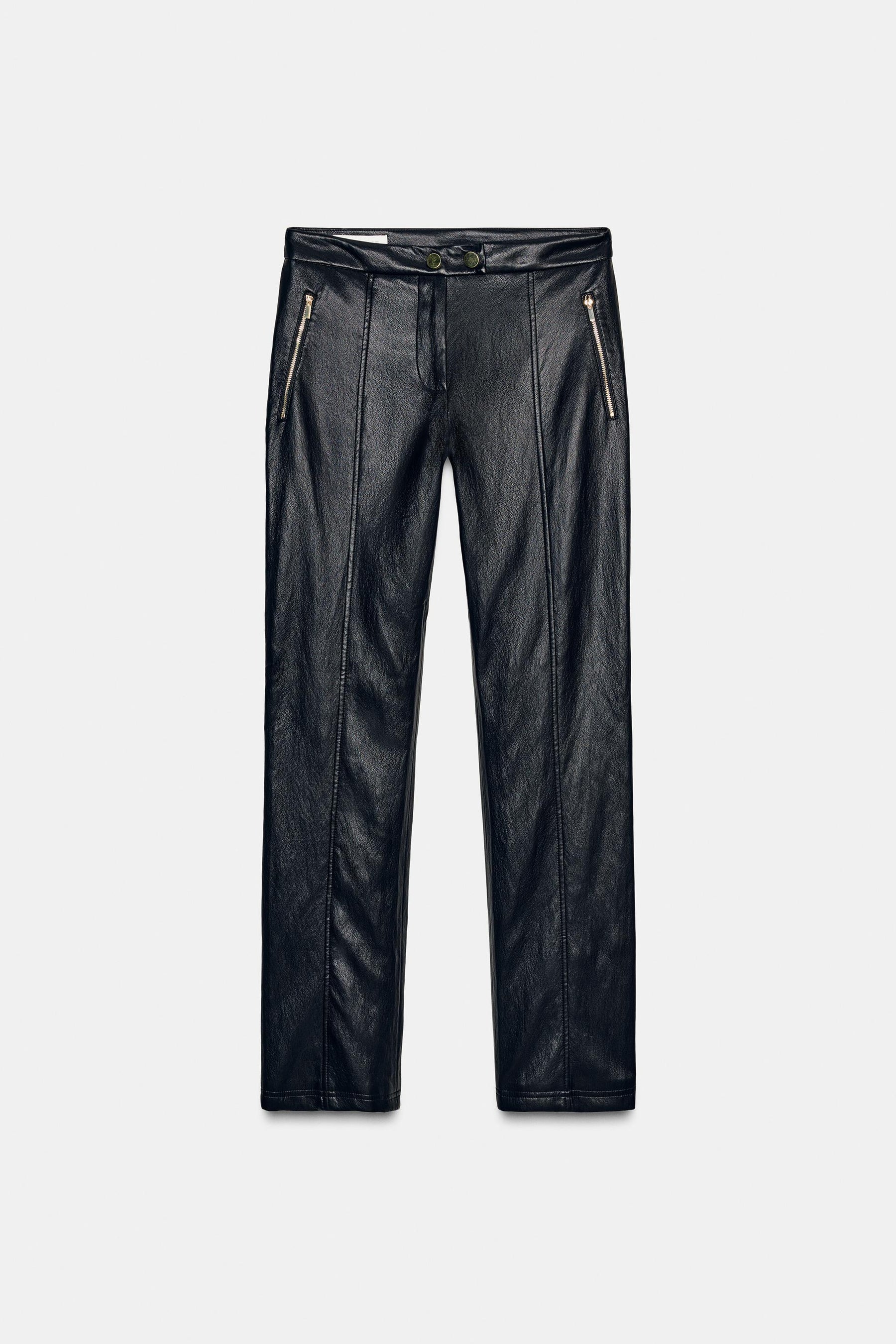 Faux Leather Flare Trousers