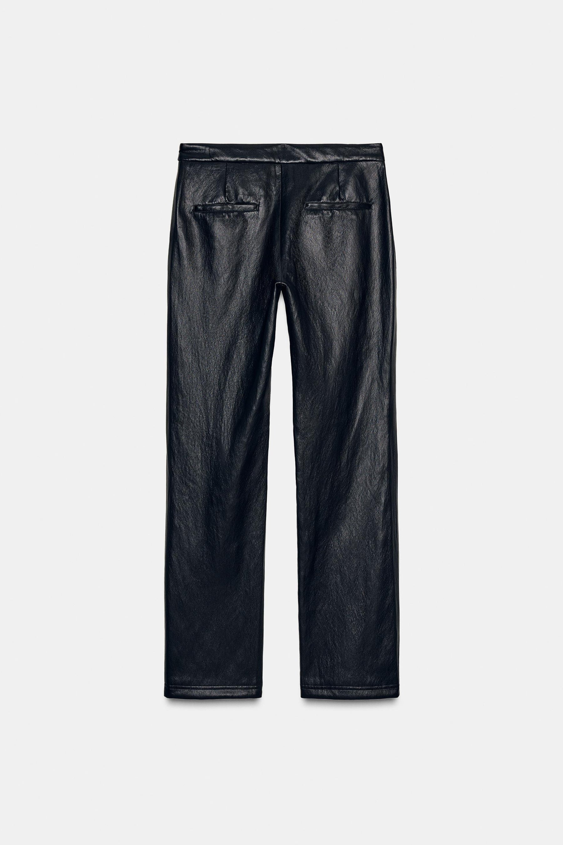 Faux Leather Flare Trousers
