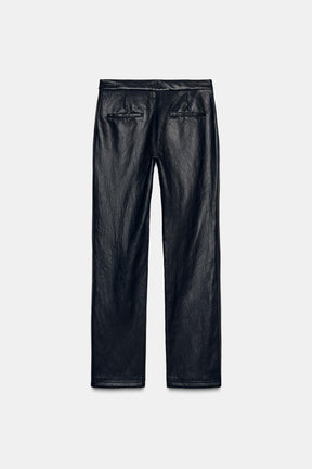 Faux Leather Flare Trousers