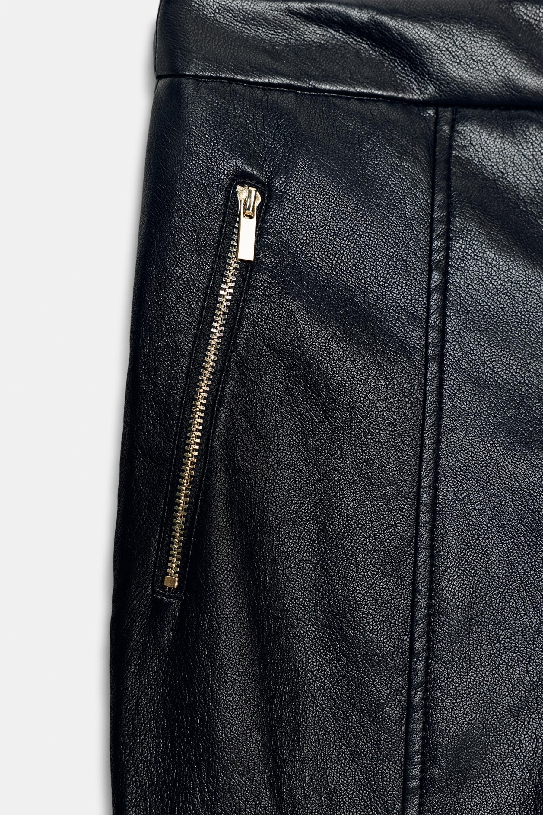 Faux Leather Flare Trousers