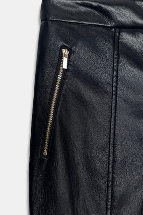 Faux Leather Flare Trousers