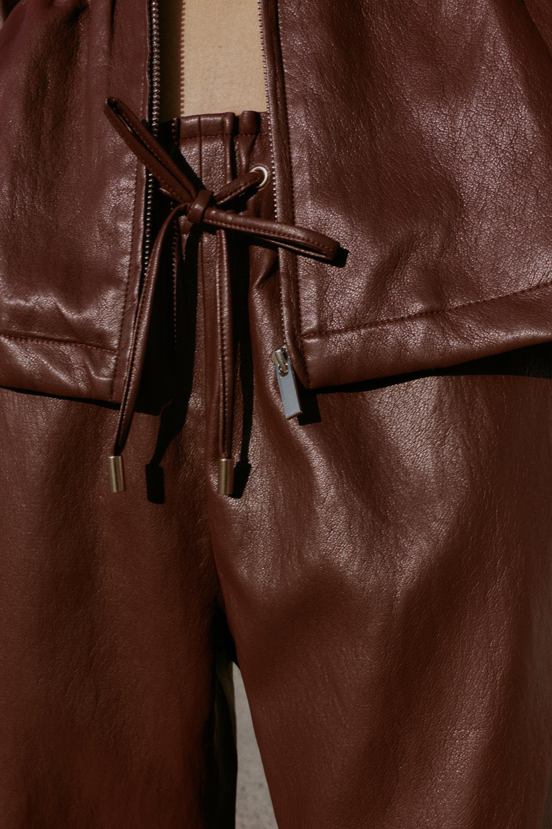 Elastic Waist Faux Leather