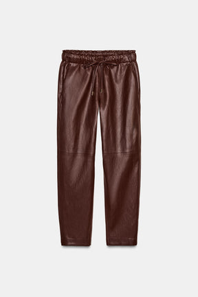 Elastic Waist Faux Leather