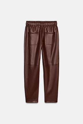 Elastic Waist Faux Leather