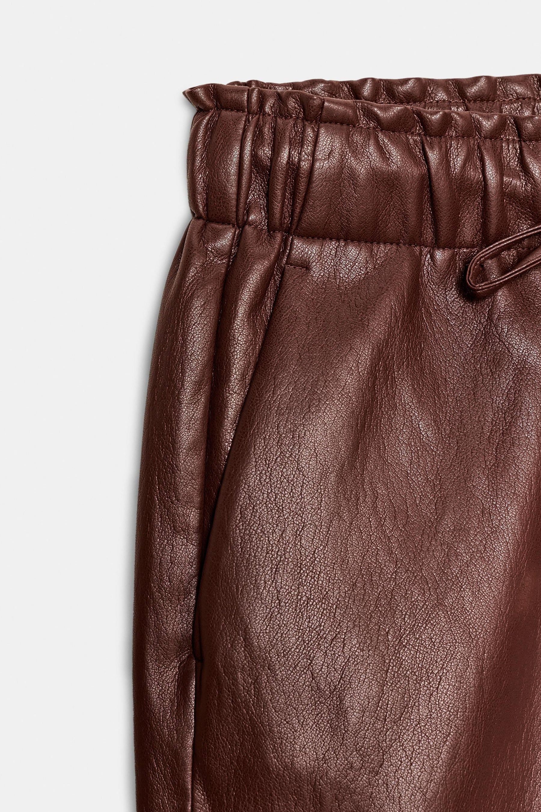 Elastic Waist Faux Leather