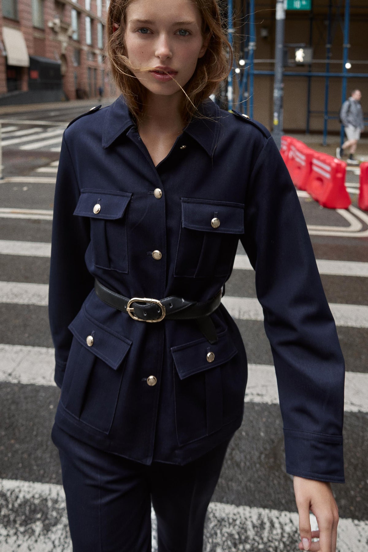 BELTED JACKET WITH POCKETS