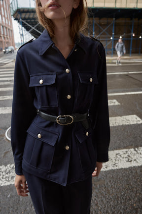 BELTED JACKET WITH POCKETS