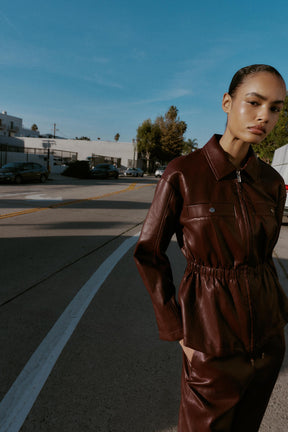 Faux Leather Elasticated Jacket