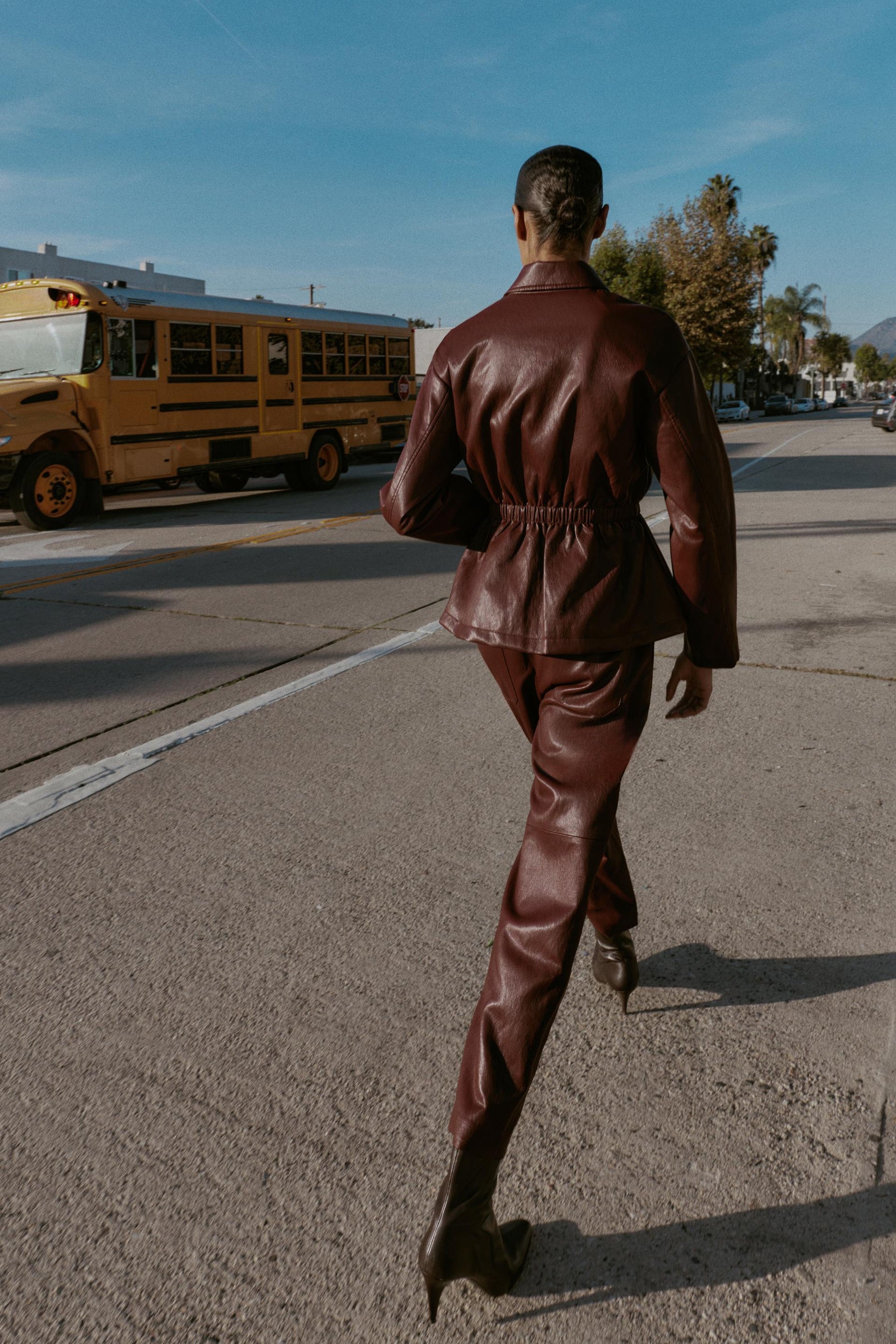 Faux Leather Elasticated Jacket