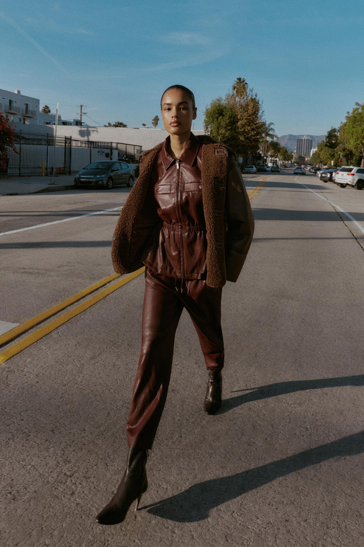 Faux Leather Elasticated Jacket