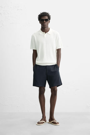 COTTON/LINEN BERMUDA SHORTS - Image 1