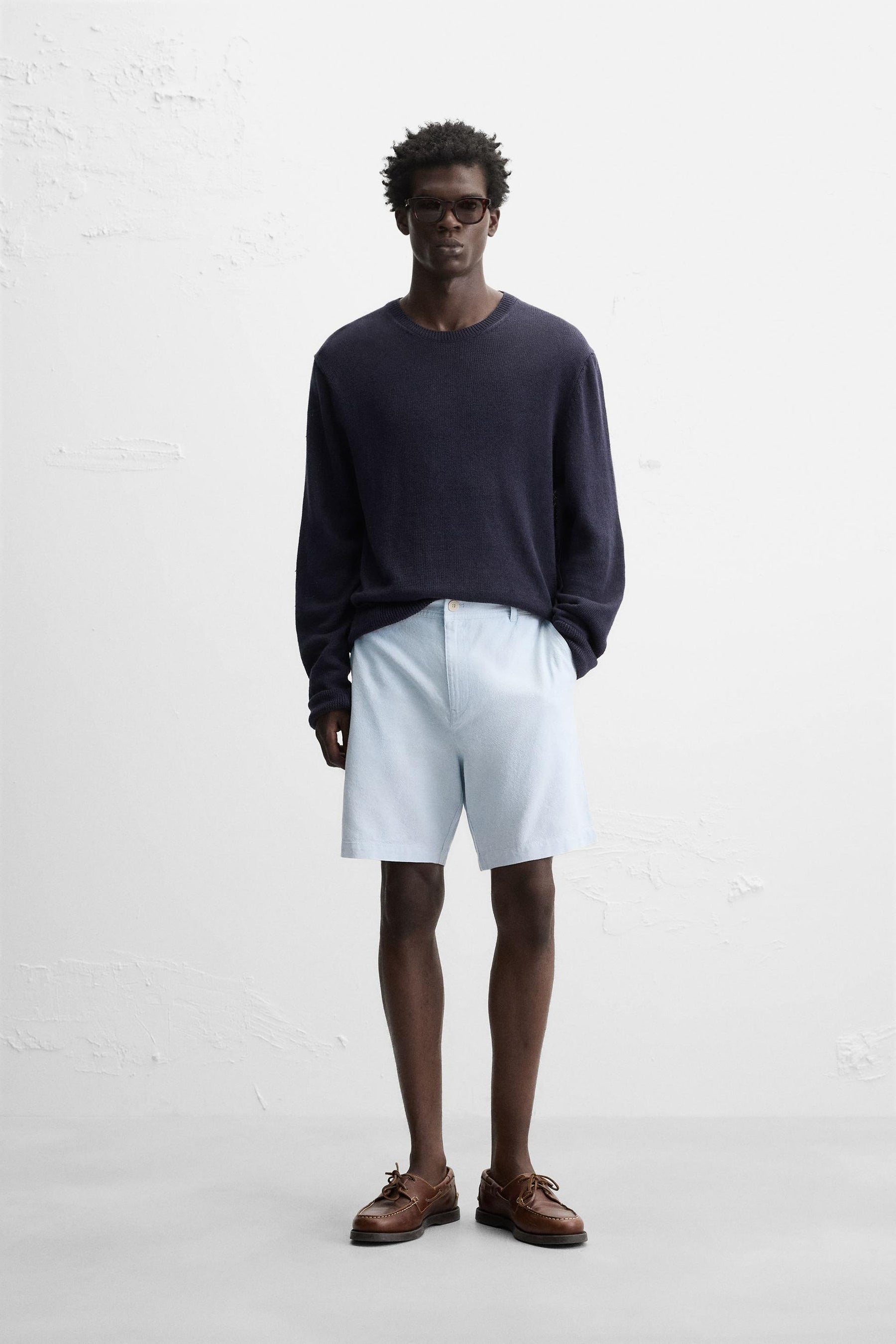 COTTON/LINEN BERMUDA SHORTS - Image 1