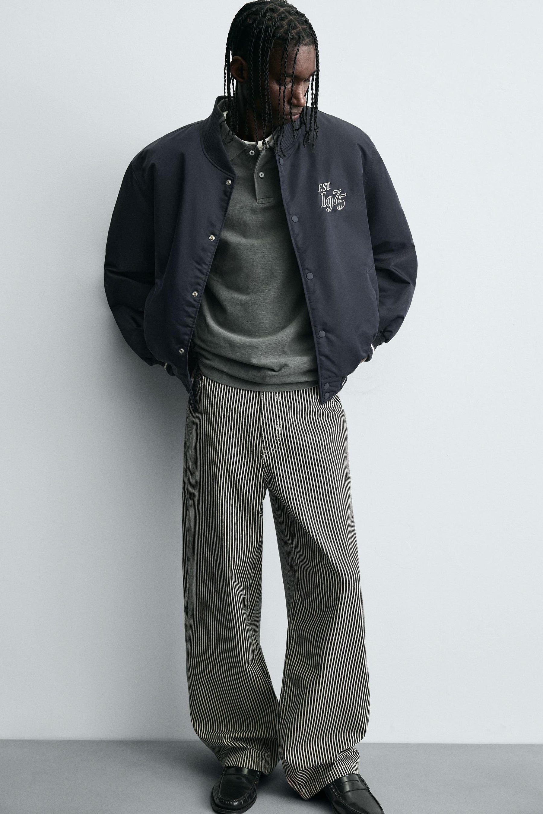 CONTRAST EMBROIDERY BOMBER JACKET - Image 6