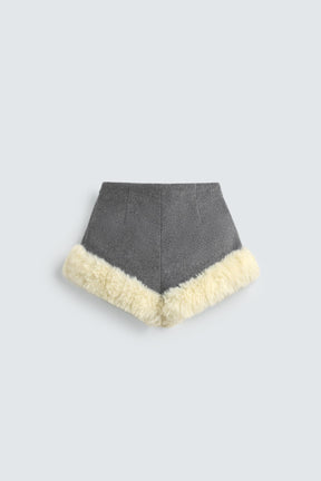 Contrast Faux Fur Shorts