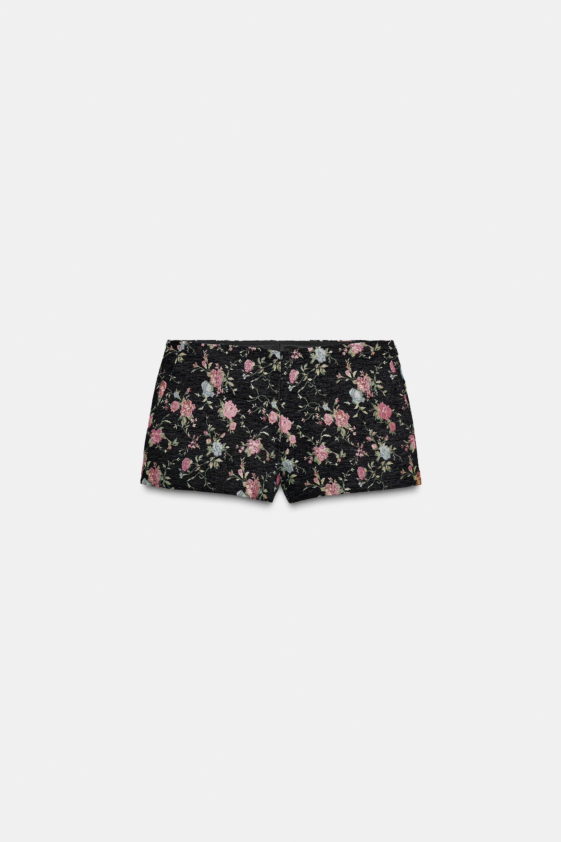 FLORAL JACQUARD MINI SHORTS