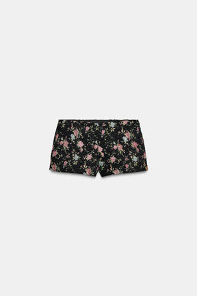 FLORAL JACQUARD MINI SHORTS