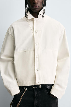 TEXTURED CROPPED FIT OVERSHIRT - Image 6