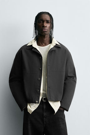 TEXTURED CROPPED FIT OVERSHIRT - Image 2