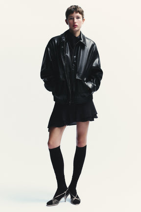FAUX LEATHER BOMBER