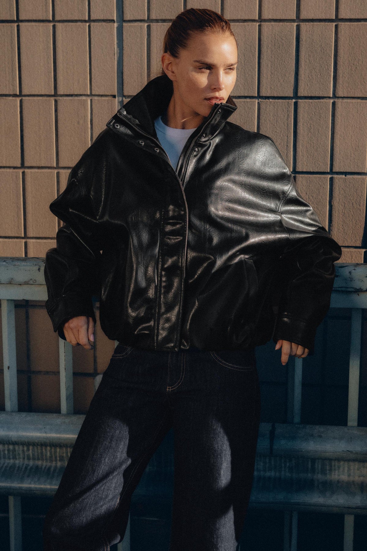 FAUX LEATHER VOLUME JACKET