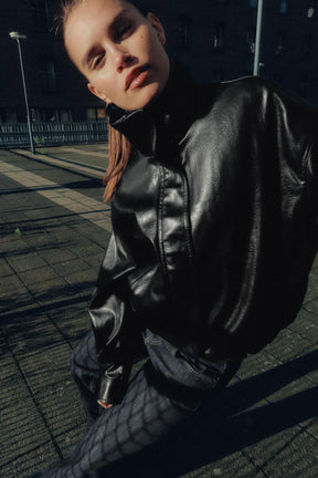 FAUX LEATHER VOLUME JACKET