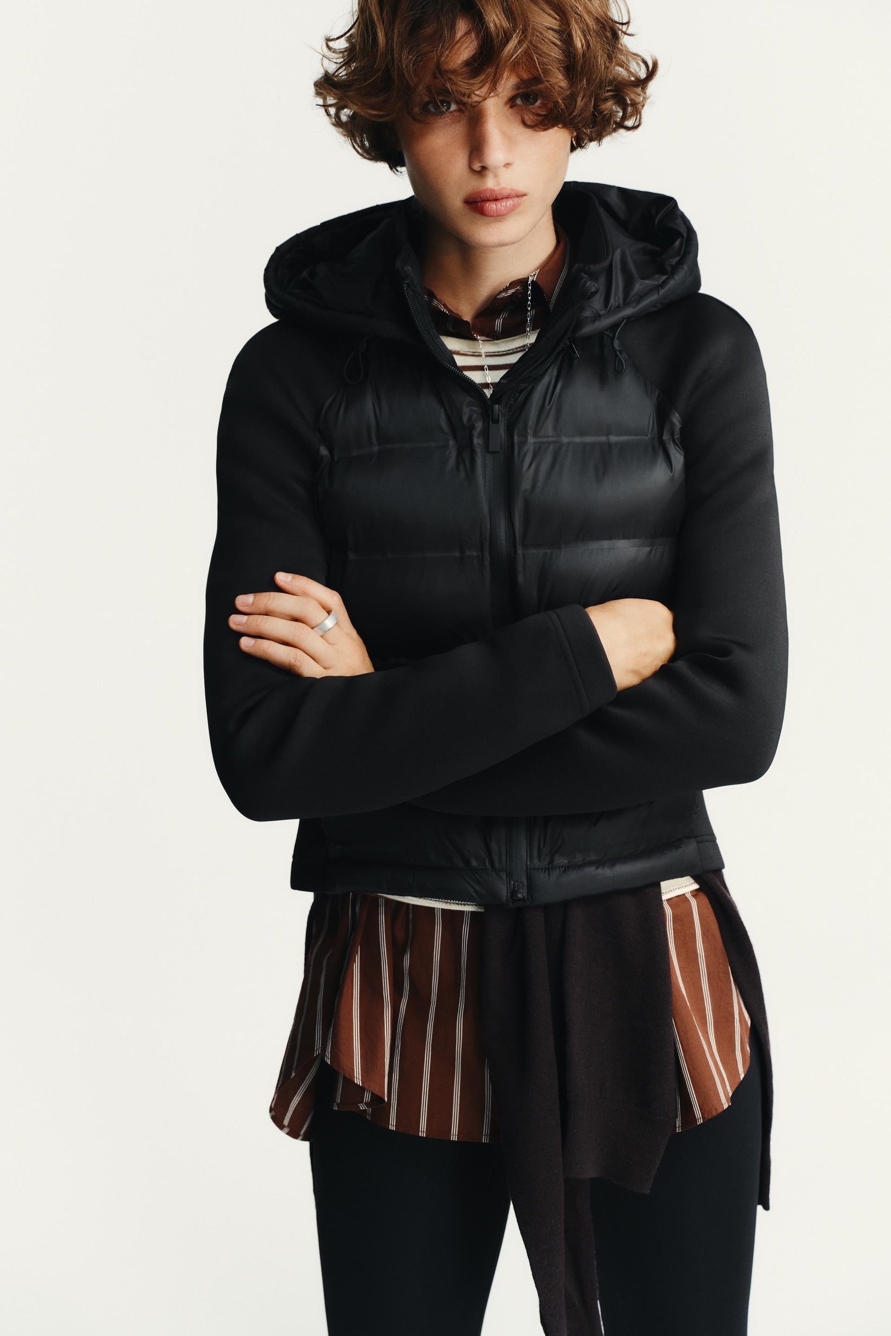 Quilted Detachable Hood Jacket