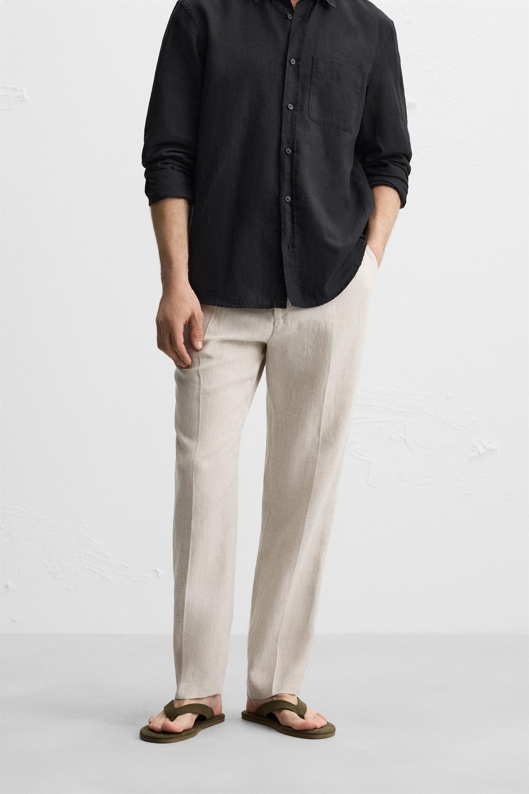 100% LINEN PLEATED TROUSERS - Image 2