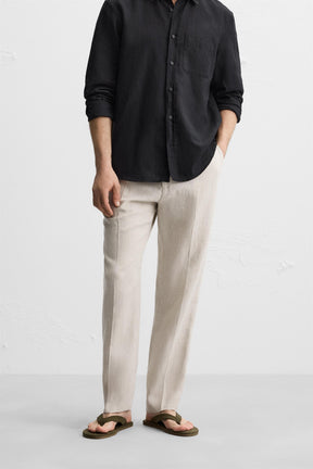 100% LINEN PLEATED TROUSERS - Image 2